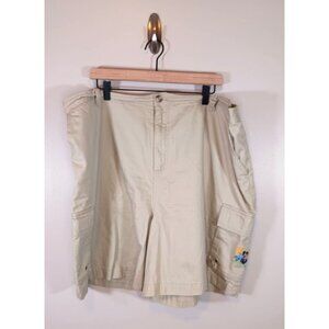 Vintage Mickey Mouse Disney Khaki Tiki Cotton Cargo Shorts Men's Size XXL